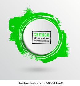 Brush ink round stroke on white background. Vector illustration of grunge circle stains
