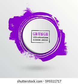 Brush ink round stroke on white background. Vector illustration of grunge circle stains