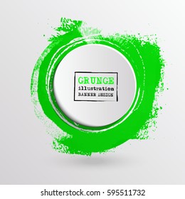 Brush ink round stroke on white background. Vector illustration of grunge circle stains