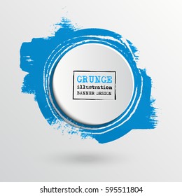 Brush ink round stroke on white background. Vector illustration of grunge circle stains