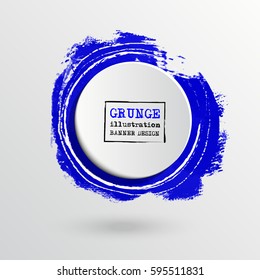 Brush ink round stroke on white background. Vector illustration of grunge circle stains
