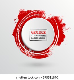 Brush ink round stroke on white background. Vector illustration of grunge circle stains