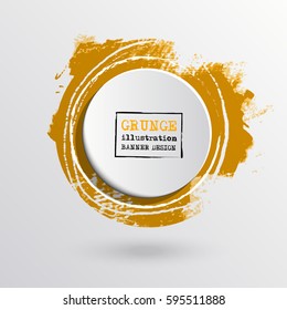 Brush ink round stroke on white background. Vector illustration of grunge circle stains
