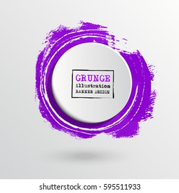 Brush ink round stroke on white background. Vector illustration of grunge circle stains