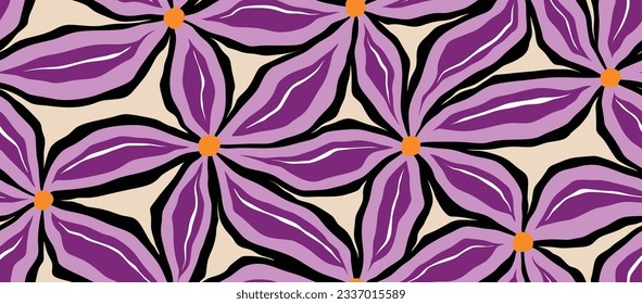 brush ink tribal ethnic seamless pattern.  Geometric shape  flower pattern texture Vector illustration.