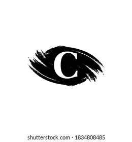 Brush Letter C Monogram in Black and White Color.