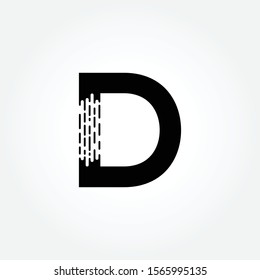Brush Letter D Design vector Template. Abstract Dots Letter D Creative Business Alphabet Logo Design.