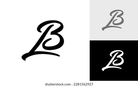 Brush letter LB initial monogram logo design vector