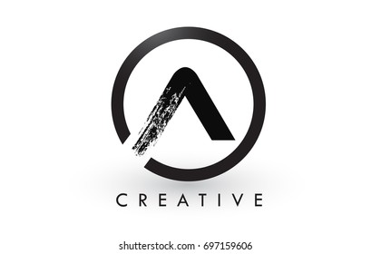 A Brush Letter Logo Design with Black Circle. Creative Brushed Letters Icon Logo.