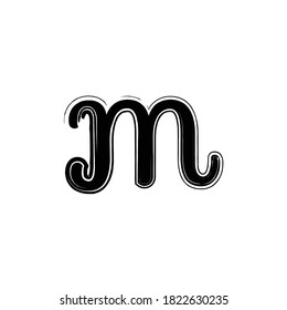 Brush Letter M Initial Logo monogram.