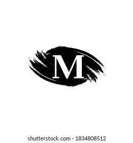 Brush Letter M Monogram in Black and White Color.