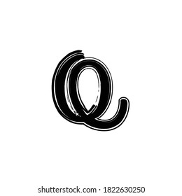 Brush Letter Q Initial Logo monogram.