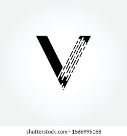 Brush Letter V Design vector Template. Abstract Dots Letter V Creative Business Alphabet Logo Design.
