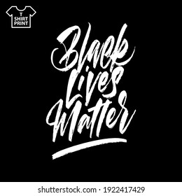 Brush lettering of Black Lives Matter. Hand drawn calligraphy for BLM protest, anti-racist advocacy. Slogan for social movement against police brutality and systemic racism. Vector clipart