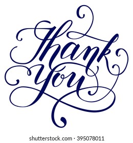 Brush lettering in black and white. Vector illustration. Thank you.