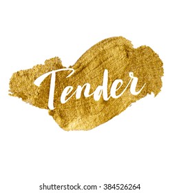  Brush Lettering  Calligraphy on Gold Background.Poster Card Template. Shining brush stroke for you amazing design project.