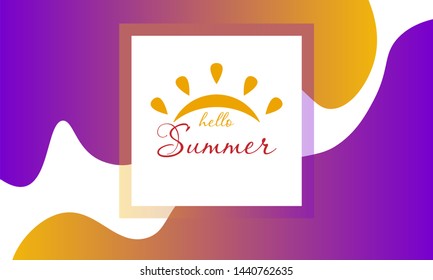 Brush lettering composition. Hello Summer. Vector illustration EPS10.