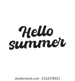 Brush lettering composition. Phrase Hello Summer. Vector illustration.