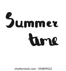Brush lettering composition. Phrase Summer time. Vector illustration 