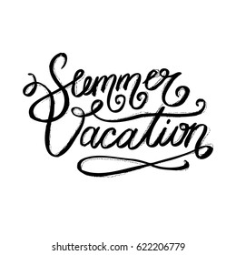 Brush lettering composition. Phrase Summer Vacation. Vector illustration EPS10