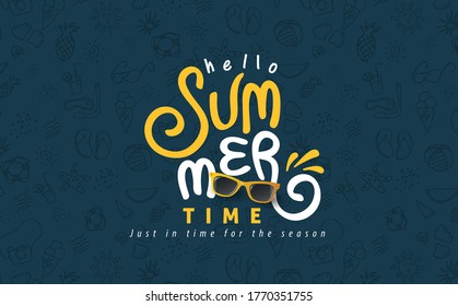 Brush lettering composition of Summer Vacation isolated on dark background.