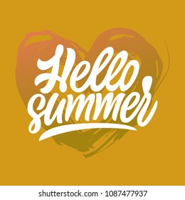 Brush lettering composition.Phrase Hello Summer. Vector illustration EPS10