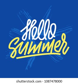 Brush lettering composition.Phrase Hello Summer. Vector illustration EPS10