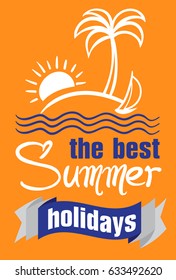 Brush lettering composition.Phrase Hello Summer. Vector illustration