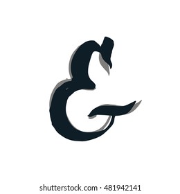 Brush lettering hand drawn ampersand. Vector illustration. Modern brush lettering. Can be used for print: bags, t-shirts, home decor, posters, cards, and for web: banners, blogs, advertisement.