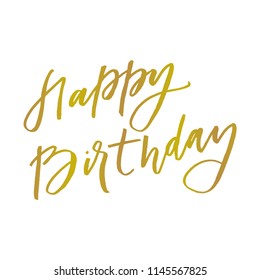 Brush Lettering Happy Birthday Gold Effect Stock Vector (Royalty Free ...