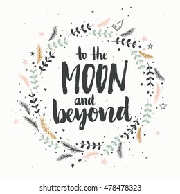 brush lettering inspiration motivation invitation, romantic poster in vector, quote, saying, vintage, retro, hand drawn, wedding, greeting card, web template, modern calligraphy