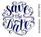 Brush lettering invitation to the wedding in black and white. Vector illustration. Save the date.