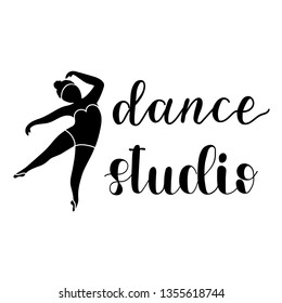 Brush lettering label for dance studio. Illustration for logo, badge or label, dance studio signboard or front decoration.