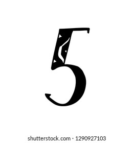 Brush lettering numbers 5