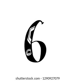 Brush lettering numbers 6