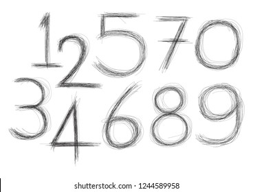 brush lettering numbers hand drawn vector
