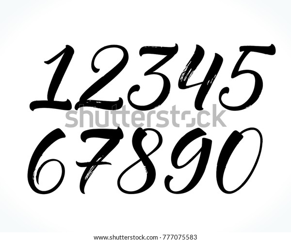 Brush Numbers Lettering Modern Calligraphy Handwritten Letter Stock ...