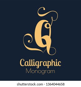 Brush lettering Q calligraphic monogram design