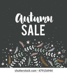 brush lettering sale poster, invitation, romantic poster in vector, quote, saying, vintage, retro, hand drawn, wedding, greeting card, web template, modern calligraphy