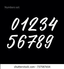 Brush lettering. Set of numbers