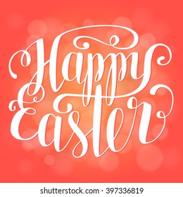 Brush lettering in spring green colors. Vector illustration. Happy Easter.