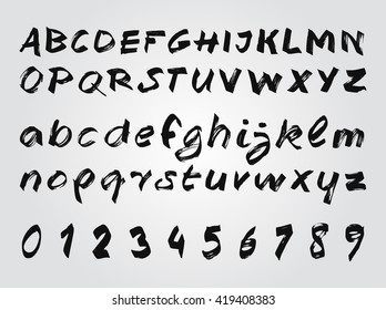 brush letters set design. handwritten alphabet. vector calligraphy