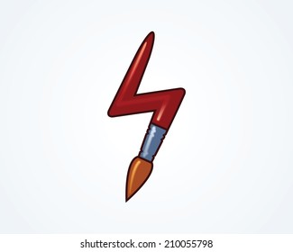 Brush with lightning. Vector illustration of new idea.