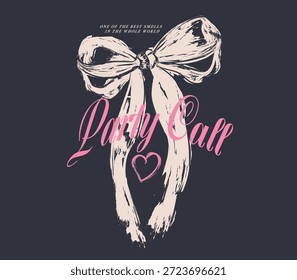 Brush line art Bow graphics. girls t-shirt design in vintage artwork. hand draw BOW illustration