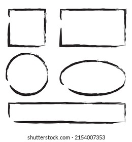 Brush line figures. Circle geometric shape. Geometric element. Isometry different line figures. Vector illustration. stock image. 