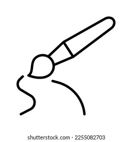 Brush line icon. Craft, color, painting, draw, pencil, brush, ruler, portrayal, pencilling, paint, skill, drawing, roller, dye. Inspiration concept. Vector line icon on white background