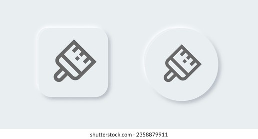 Brush line icon in neomorphic design style. Paint signs vector illustration.