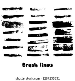 Brush line set on white background vector illustration 