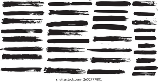 Brush line set. Vector calligraphy paint strokes.