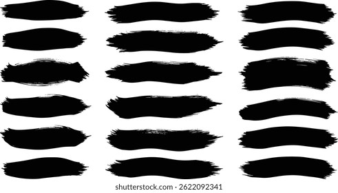 Brush line set. Vector calligraphy paint strokes. Vintage Chinese brushstrokes collection. 